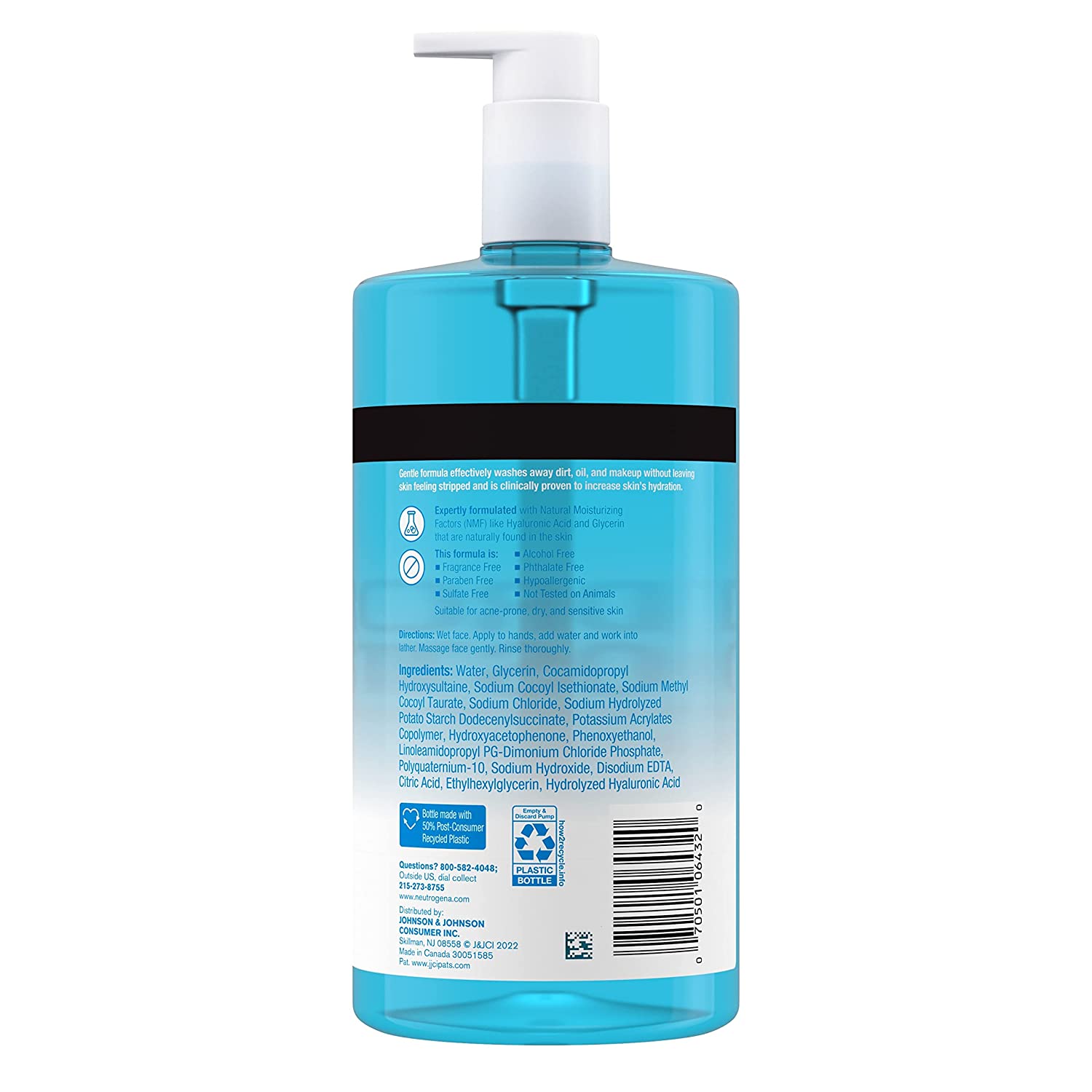 Neutrogena Hydro Boost Fragrance-Free Hydrating Facial Gel Cleanser with Hyaluronic Acid, Daily Foaming Face Wash Gel & Makeup Remover, Lightweight, Oil-Free & Non-Comedogenic 7.8 fl. oz - Image 7